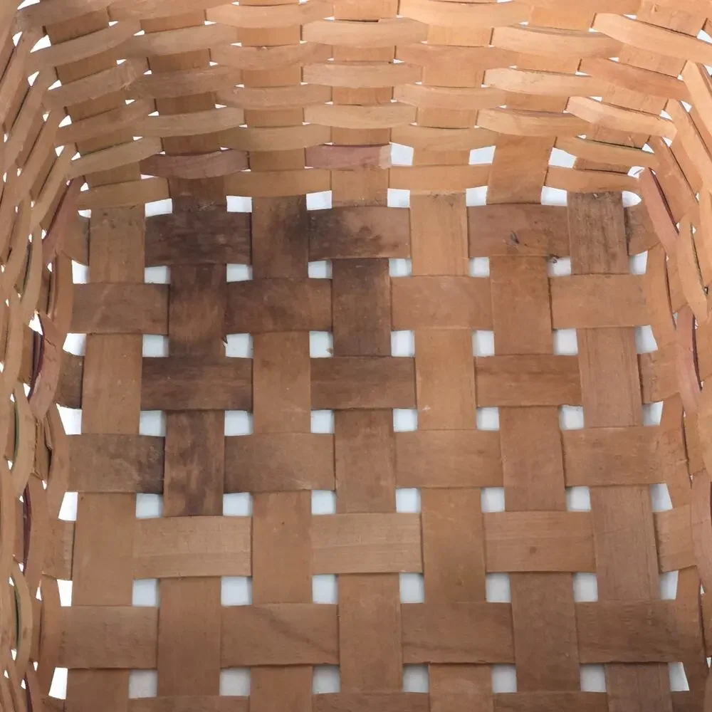 Woven Basket Apple Design Wooden Handle Farmhouse Decor